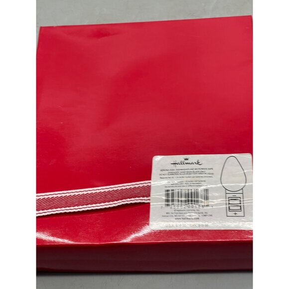 Hallmark serving dish with lighted spreader tree star green red glass READ NEW - Picture 4 of 5